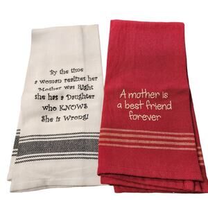 New Set 2 Kitchen Dish Towels 26 x 15 Park Designs 100% Cotton Mom Best Friend